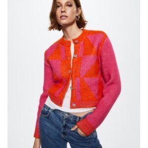 MANGO Knitted Cardigan with Jewel buttons XS